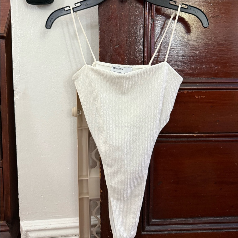Bershka White Spaghetti Strap bodysuit
